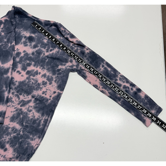 Pure Jill Dress Large Pink Gray Cloud Tie Dye Mini V-Neck Long Sleeve Pullover - Picture 3 of 9